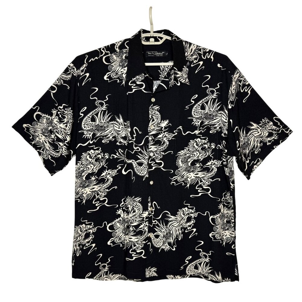 Vintage Tori Richard Mens Dragon Print Hawaiian Shirt - Made in Hawaii - Size L